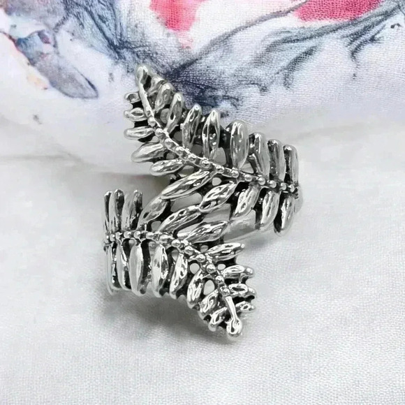🆕️ Boho Style Adjustable Olive Leaf Ring Antique Silver Finish Fits Sizes 6-9 - Picture 10 of 14
